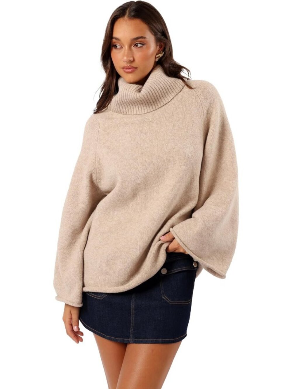 Cozy Women's Cowl Neck Knit Sweater - Perfect for Fall & Winter Fashion